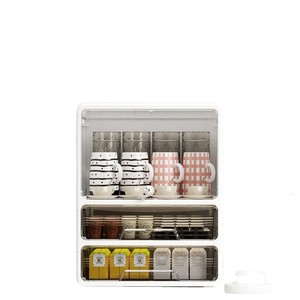 Multi Layer Cup Storage Rack Large Capacity Dust Proof With Transparent Door For Kitchen Living Room Home Use - Product Image 5