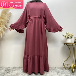 9.9 Muslim Long Abaya <b>Maxi</b> Dress With Unique Pleated Sleeve Dubai Fashion Islamic <b>Kaftan</b> 6530# - Product Image 1