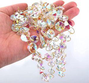 Chuông gió pha lê 84 inch, hình bát giác, khắc hoa văn, thân thiện với môi trường, hạt cườm AB-Color <span class=keywords><strong>14mm</strong></span> - Product Image 3