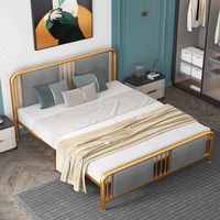 Lit en fer double moderne simple lit doux maison appartement 1.2 mètres 1.5 mètres chez l'habitant lit simple en fer