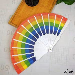 Abanicos de Mano Plegables de Plástico Arcoíris de Alta Calidad al por Mayor con Varillas de Plástico para Bodas, Festivales, Fiestas al Aire Libre, Baile - Product Image 3