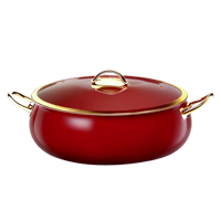 Ensemble de cuisine de luxe en acier inoxydable avec revêtement en marbre rouge, de haute qualité, antiadhésif, comprenant une casserole, une marmite à soupe et une poêle à frire