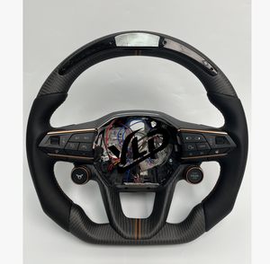 Volante Deportivo de Fibra de Carbono YLD, Versión Racing, para <span class=keywords><strong>SEAT</strong></span> <span class=keywords><strong>Leon</strong></span> Mk3 FR Cupra Ibiza, Volant Carbone, Volante Cupra - Product Image 1