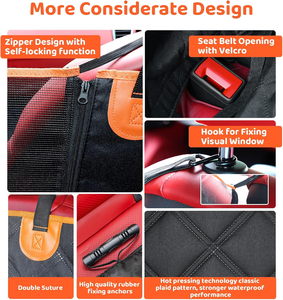 غطاء مقعد السيارة للكلاب على شكل أرجوحة مع نافذة شبكية، متين ومقاوم للخدش والماء، غطاء حماية للمقعد الخلفي للسيارة - Product Image 4