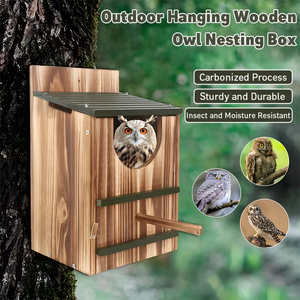 <span class=keywords><strong>Casetta</strong></span> per uccelli in legno con apertura a ribalta, da appendere all'esterno, con palo e serratura, per fauna selvatica, casette per uccelli da esterno. - Product Image 1