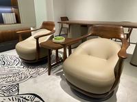 Fauteuil en cuir de luxe italien haut de gamme, métal antique, bleu, design moderne européen, hôtel, villa, salon, meubles