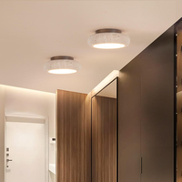 Lampu Plafon Batu Travertin Gaya Nordic Wabi Sabi 20cm untuk Lorong, Balkon, Koridor, Tangga, Foyer, Gaya Abad Pertengahan, Warna Kuning