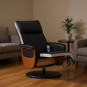 Fauteuil de massage inclinable en similicuir noir, massage complet du corps, télécommande sans fil, utilisation domestique - Product Image 2