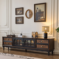 Meuble TV créatif de style ancien de haute qualité, unité de rangement en bois de noyer avec console et ensemble table basse