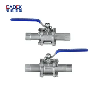 1000wog CF8/CF8M Stainless Steel Long Type Weld End 3pc Ball Valve