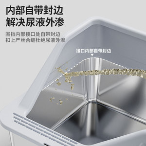 Bac à litière pour chat extra large en acier inoxydable, anti-éclaboussures et anti-évasion des excréments, vente en gros d'usine, étiquetage et dropshipping - Product Image 3