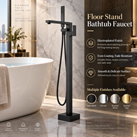 Robinet de baignoire sur pied en acier inoxydable avec cartouche en céramique, pour hôtels et villas, vente en gros