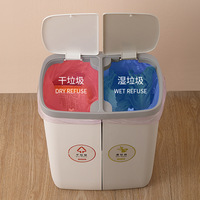 Hot New Grande Capacité Bicolore Gestion Des Déchets En Plastique Cuisine Poubelle Humide/Sec Classification Poubelle Utilisation Commerciale