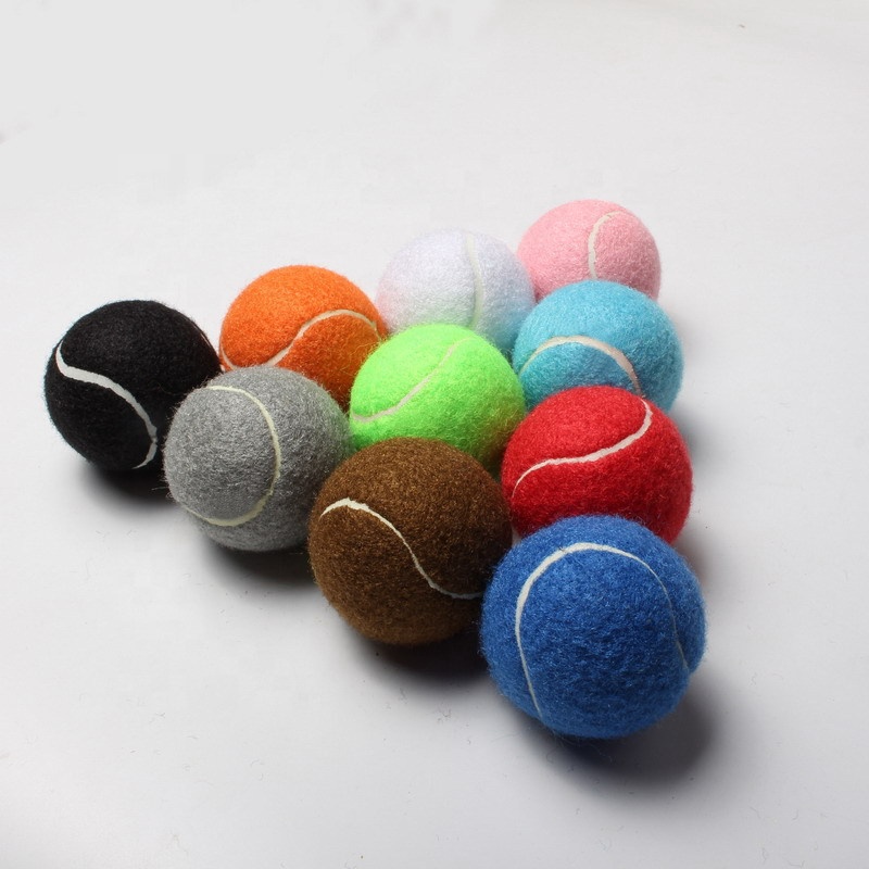 Factory Red and Other Colored Tennis Balls with Rubber Fabric