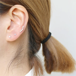 ต่างหูแบบหนีบยาวรูปหัวใจประดับเพชร CZ สีรุ้ง ทองคำแท้ 14K ขายส่ง ขนาด 18G 16G เครื่องประดับเจาะหู - Product Image 6
