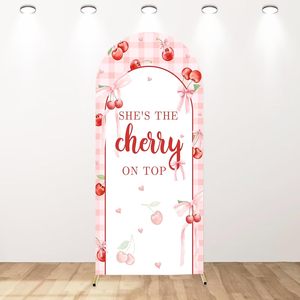 Pembe yay kiraz kemer zemin elastik Spandex stokta 2 taraflı yuvarlak üst gelin duş bebek duş parti duvar dekor için - Product Image 1