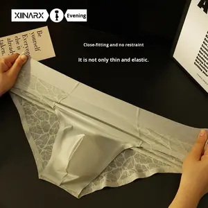 Sous-vêtements pour hommes, boxers mi-hauts en nylon avec dentelle, <span class=keywords><strong>slip</strong></span> pour hommes, parfum de camélia, hydratant, rafraîchissant, sexy, caleçons pour garçons - Product Image 3