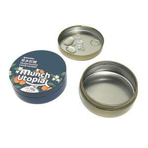 Caja de Metal para Dulces con Diseño de Granos de Café y Menta, 85 mm x 30 mm, Redonda, de Hierro, para Envasado de Alimentos, con Laminado Brillante, 100 g - Product Image 4