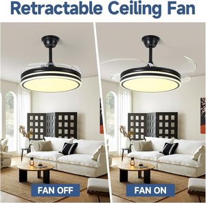 Quạt Trần LED hiện đại 42 inch đèn sắt có thể thu vào cơ thể AC điều khiển từ xa cho phòng ngủ phòng khách phòng ăn nhà bếp - Product Image 6