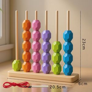 Nouvelles perles de tri de couleurs Montessori, jeu d'association de nombres, apprentissage du comptage, jouets éducatifs en bois, anneaux d'empilage arc-en-ciel <span class=keywords><strong>pour</strong></span> enfants - Product Image 6