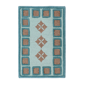 Modern Geometric <b>Bath</b> Rug Rectangle Teal Brown Tufted Non-Slip Rubber Backing Bathroom Floor Mat - Product Image 3