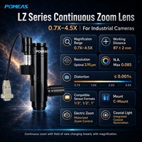 Objectif zoom continu motorisé POMEAS 6.5X avec revêtement antireflet, éclairage coaxial 0.7X-4.5X, monture C RS232, OEM pour machine