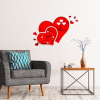 Kualitas Tinggi Disesuaikan Ukuran dan Warna Jam Dinding Stiker Supplier untuk Anak-anak Kamar Tidur Removable Cinta Hati Wallpaper Live