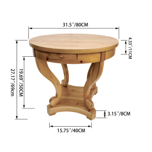 Table de salle à manger ronde de petite taille de style farmhouse, table d'appoint, table basse pour <span class=keywords><strong>dinette</strong></span>, cuisine, salle à manger ou salon - Product Image 6