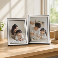 Cadre photo PS avec bordure contrastée à double ligne, support de table vertical/horizontal, décoration pour la maison et le bureau, cadeau