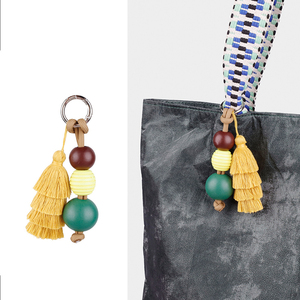 QYS Bohemian Tassel Keychain Pink Ball <b>Bag</b> Charm Lightweight Boho <b>Key</b> <b>Ring</b> Women's Holiday Gift - Product Image 3