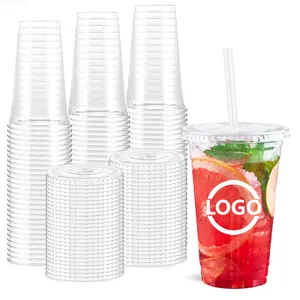 Custom 250ml Plastic Cup With Lids Fast Food Container 16 18 20 Oz Milktea Juice PLA Plastic Cups For Soda Coffee