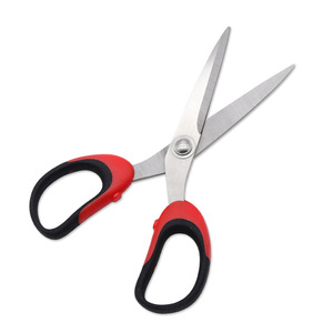 Office <b>Scissors</b> Stainless Steel 7 In Straight Head Black And Red Home Use <b>Kitchen</b> Utility Cutting Tool - Product Image 1