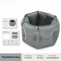 Oreiller de soutien cervical gonflable portable avec housse en polyester, gonflage manuel et rangement compact pour les voyages, les trajets quotidiens et le repos