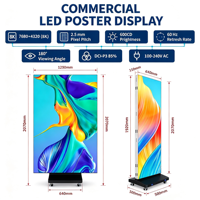 Afficheur numérique LED pliable P2.5, signalétique publicitaire autoportante avec roulettes pour événements, conférences, expositions
