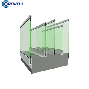 Verre de sécurité solide en aluminium, base en u pour chaussures, balustrades, balustrades, balcon, système de balustrade en verre