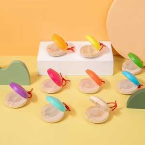 Castagnettes en bois en gros pour tout-petits, instrument de musique Orff, instrument de percussion, jouets éducatifs musicaux précoces - Product Image 2