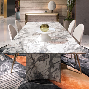 Light Luxury Luxury Design Rectangular Marble Dining Table Set Home Dining Room <strong>Furniture</strong> - Product Image 5