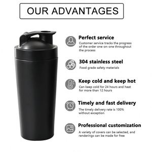 Vaso Mezclador de Proteínas Deportivo de Metal con Logotipo Personalizado, 17oz/25oz, Doble Pared, Aislado al Vacío, de Acero Inoxidable, para Gimnasio - Product Image 5