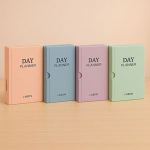 A5 Daily Planner Journal Custom Logo Hardcover Notebook Gift <b>Set</b> with Slip Case Box Ribbon Sewing Binding PU Leather - Product Image 3