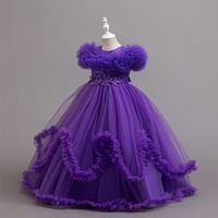 Robe de Princesse Européenne à Paillettes Scintillantes et Motifs Floraux, Long Ourlet, en Tulle Moelleux pour Filles de 5 à 14 Ans, Idéale pour les Fêtes