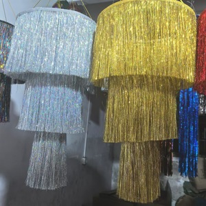 Gold 3 Tier Fringe Tinsel Chandelier Fringe Chandeliers Birthday Bachelorette Foil Shimmering for Graduation <b>Prom</b> Party <b>Decor</b> - Product Image 6