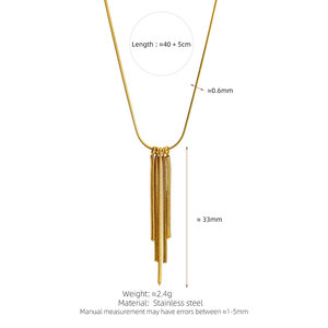 Custom 316L Stainless Steel 14k 18k Gold Plated Tassel Waterfall Jewelry Pendant <b>Necklace</b> for Women wholesale - Product Image 6