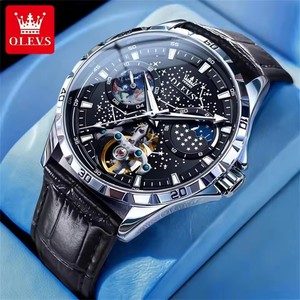 Flywheel <b>Skeleton</b> <b>Automatic</b> <b>Watch</b> for Men Luminous Starry Sky Waterproof Business Wristwatch Mechanical <b>Watch</b> 6689 - Product Image 2