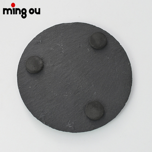 Posavasos de <span class=keywords><strong>Pizarra</strong></span> al por Mayor, Posavasos Redondos Negros, Juego de Posavasos de Piedra, Bases para Grabado Láser con Fondo Antiarañazos - Product Image 4