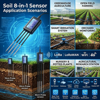 Capteur d'humidité du sol, NPK, EC, température, humidité, salinité, pH, RS485 MODBUS 8 en 1 avec système MQTT JSON pour l'irrigation des terres agricoles