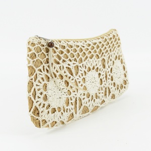 Portafoglio bianco all'uncinetto Clutch con motivo Vintage fiore bohémien per la moda primavera ed estate - Product Image 3