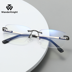 Lunettes de vue sans monture en métal pour hommes, de marque, tendance, de luxe, avec logo personnalisé pour entreprises - Product Image 3