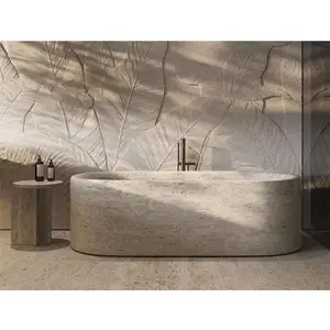 Factory Price Travertine Bath Tubs Luxury Travertine Marble Bathroom Tub for Decoration