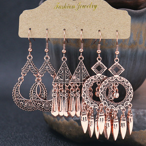Fashion Jewelry Alloy <b>Drop</b> Earrings Tassel Vintage Style For Women Party Accessories Antique <b>Bronze</b> Plated - Product Image 3