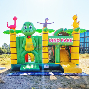 Castillo inflable con tobogán, parque de dinosaurios inflable, castillo hinchable comercial con combinación de tobogán y zona de saltos. - Product Image 2